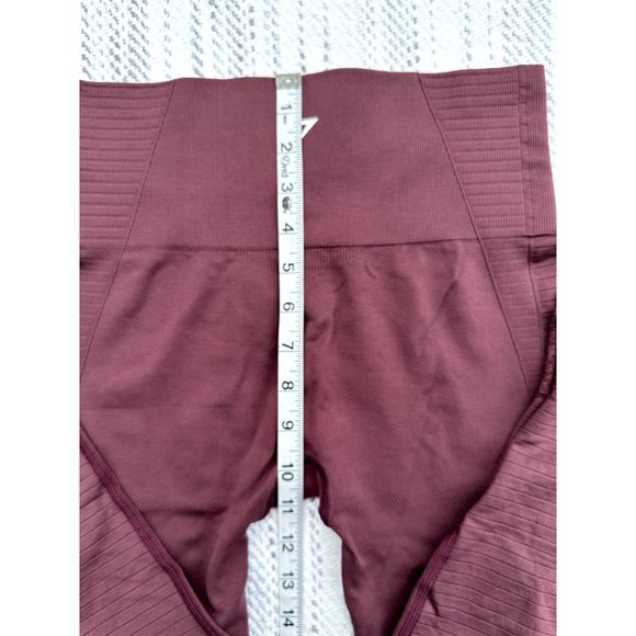 Gymshark Leggings Small Red Energy Crop Eyelet detail Laser Cut Maroon Womens - Picture 7 of 12